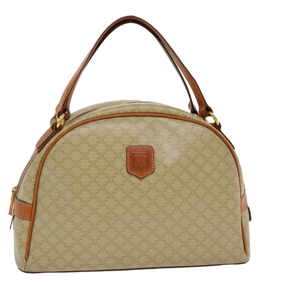 CELINE Macadam Canvas Hand Bag PVC Leather Beige Auth 38694 - Picture 1 of 16